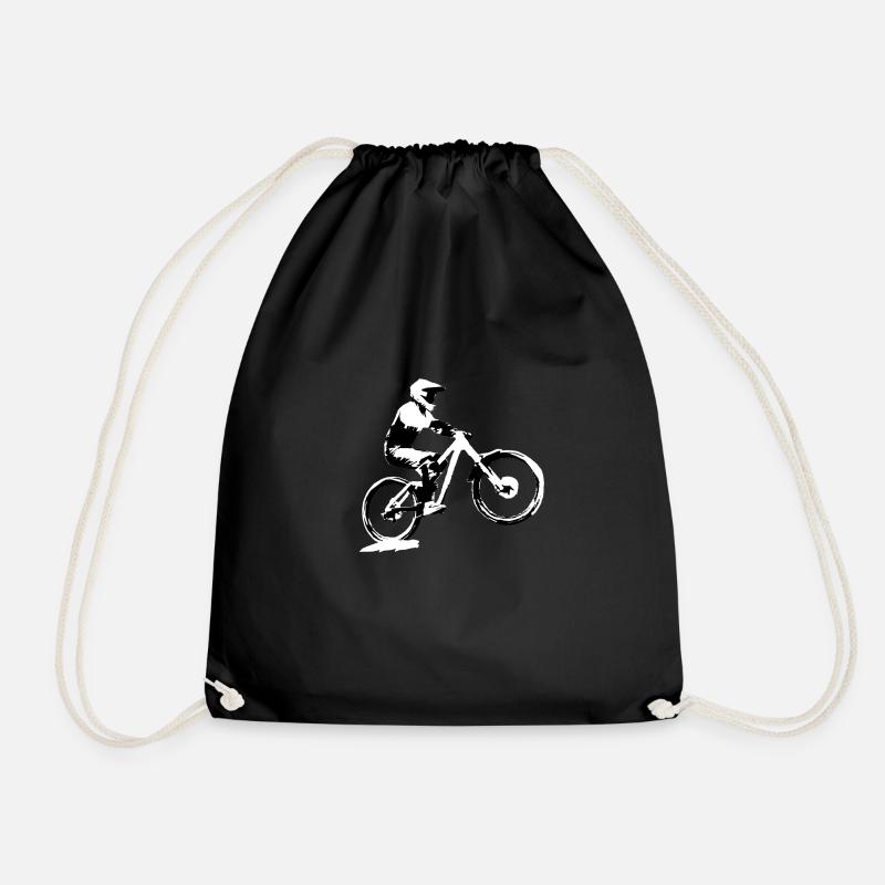 mtb mountain bike downhill - Drawstring Bag - black