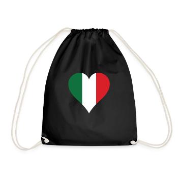 Italie Drapeau Coeur Long - Sac de sport léger - noir - Devant