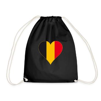 Belgien Flagge Herz Lang - Turnbeutel - Schwarz - Vorne