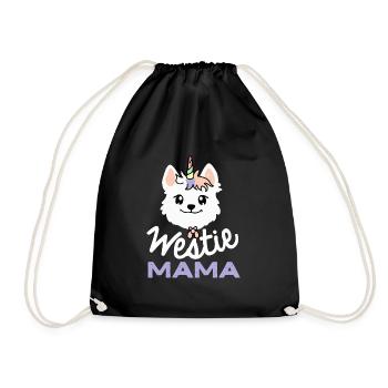 Westie Mama Unicorn Hund Geschenk Westie - Turnbeutel - Schwarz - Vorne