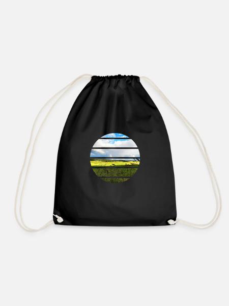 Sommer in Engstingen mit Regebogen - Turnbeutel - Schwarz