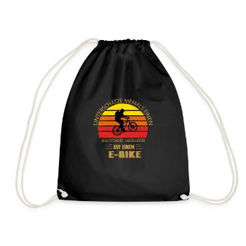 Unterschätze niemals einen alten Mann mit E Bike - Drawstring Bag - black - Front