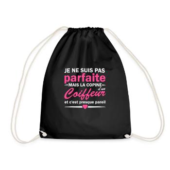 pas parfaite mais copine d'un coiffeur - Sac de sport léger - noir - Devant