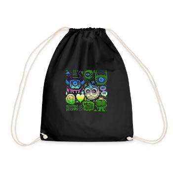 crazy face face happy cartoon happy face cartoon - Drawstring Bag - black - Front