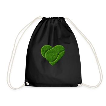 Herz Icon mit Tennisball Liebe in Grasoptik grün - Turnbeutel - Schwarz - Vorne