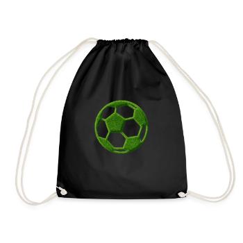 Icon von klassischem Fussball in Grasoptik grün - Turnbeutel - Schwarz - Vorne