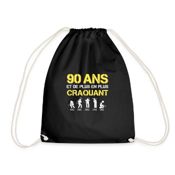 Idée cadeau humour Homme 90 ans Anniversaire - Sac de sport léger - noir - Devant