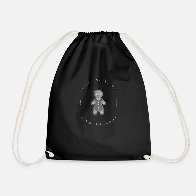 Will you be my gingerbread? - Gingerbread woman - Drawstring Bag - black