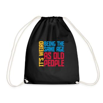 being old people age - Drawstring Bag - black - Front