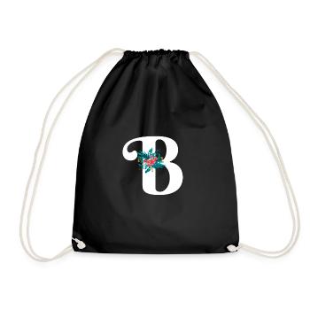 letter B flowered - Drawstring Bag - black - Front