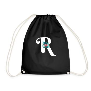 lettre R fleuris - Sac de sport léger - noir - Devant