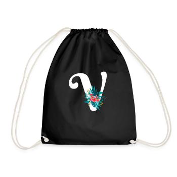 lettre V fleuris - Sac de sport léger - noir - Devant