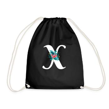letter X flowered - Drawstring Bag - black - Front