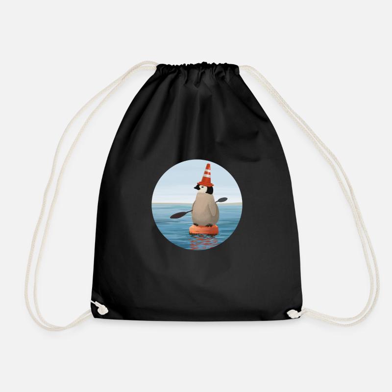 Pinguin arbeitet als Boje - Turnbeutel - Schwarz