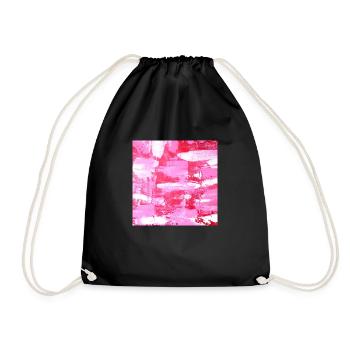 Art Print Abstract Painting Pink White - Drawstring Bag - black - Front