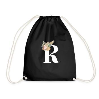 lettre R fleuris - Sac de sport léger - noir - Devant