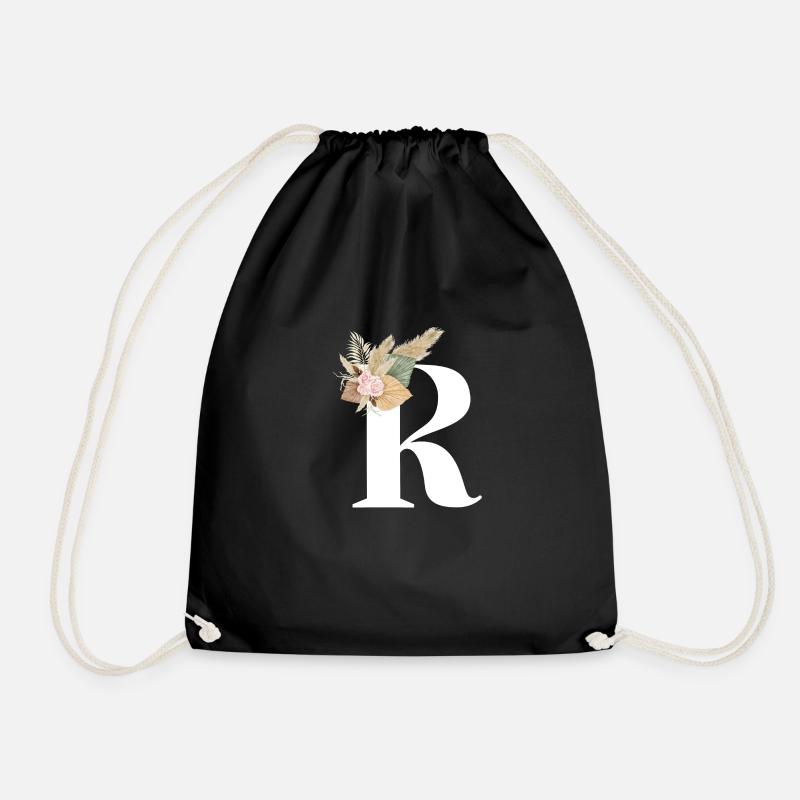 Buchstabe R Blumen - Turnbeutel - Schwarz