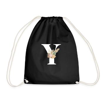 letter Y flowers - Drawstring Bag - black - Front