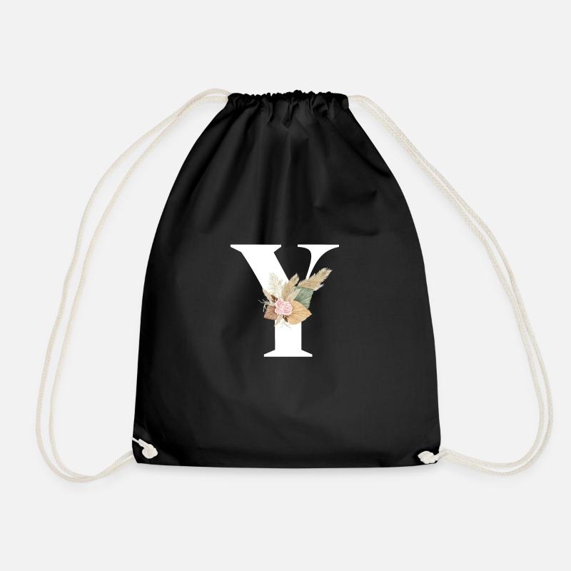 lettre Y fleuris - Sac de sport léger - noir