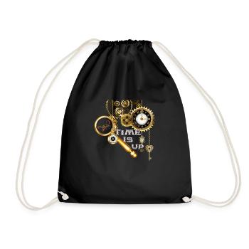 Steampunk" Time is Up" - Turnbeutel - Schwarz - Vorne