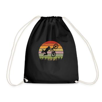 BMX Retro Cycling Gift Bike Vintage - Drawstring Bag - black - Front