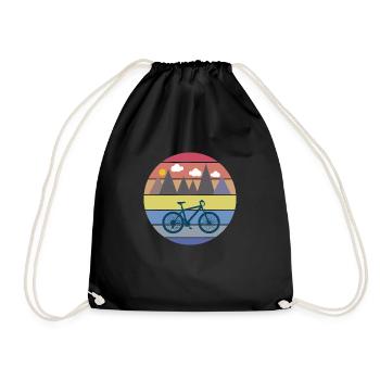 Mountain biker cycling cycling - Drawstring Bag - black - Front