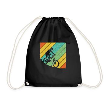 Mountain biker cycling cycling - Drawstring Bag - black - Front