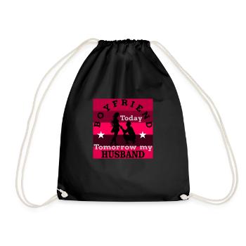 boyfriend girlfriend - Drawstring Bag - black - Front