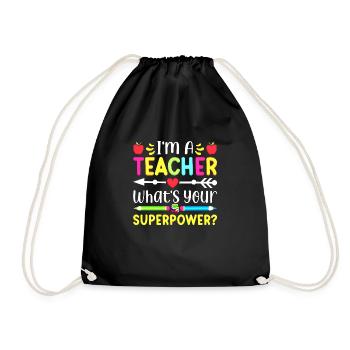 Ich bin Lehrer Superkraft Superkraft Mathematik - Turnbeutel - Schwarz - Vorne