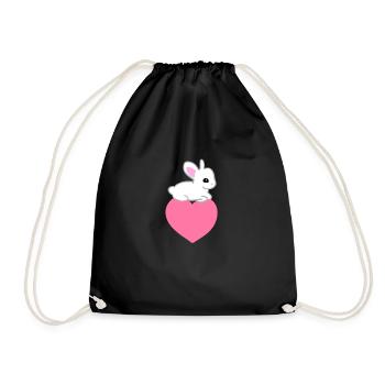 pinkes herz hase symbol liebe - Turnbeutel - Schwarz - Vorne