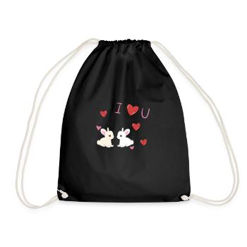 ich liebe dich hasen liebespaar - Turnbeutel - Schwarz - Vorne