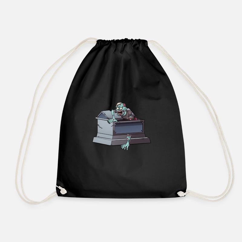 Zombie Coming Out Coffin - Drawstring Bag - black