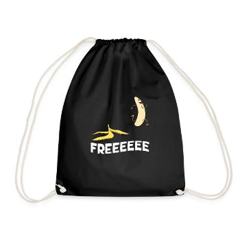 Free idea Gift Humor Be Free Banana Naked - Drawstring Bag - black - Front
