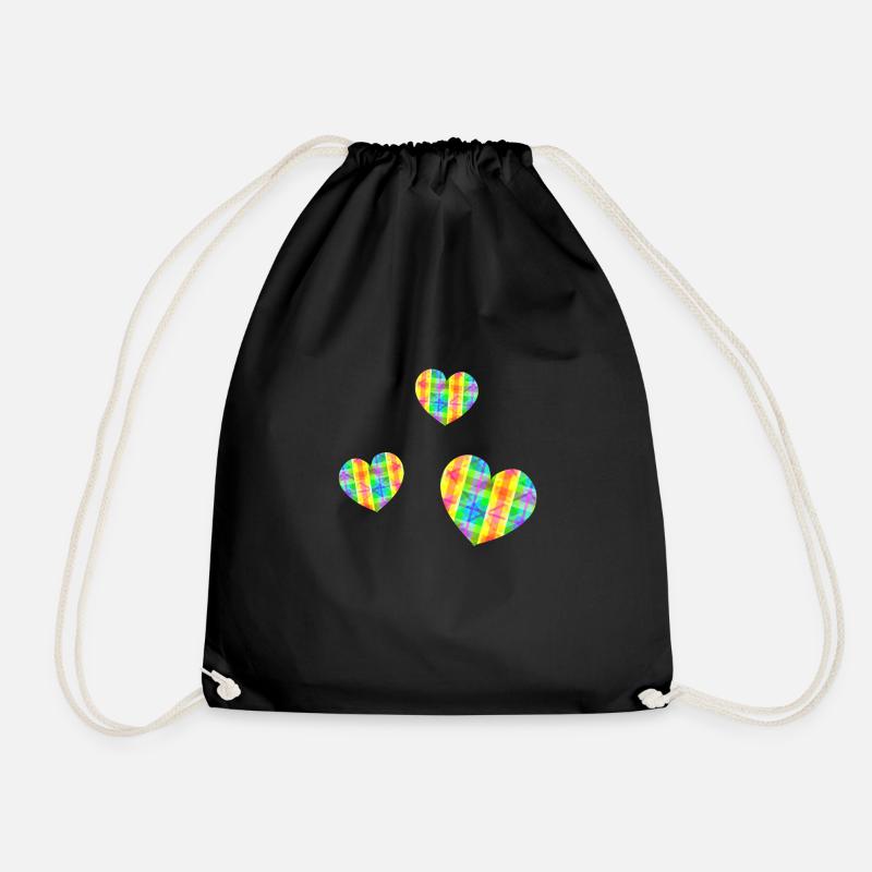 three forms hearts love - Drawstring Bag - black