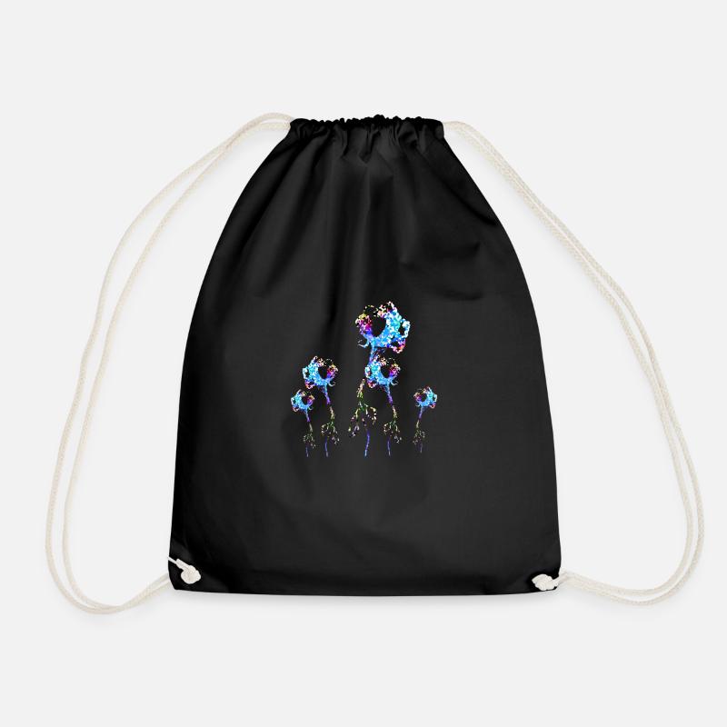 blaue blumen pflanzen glitzer muster - Turnbeutel - Schwarz