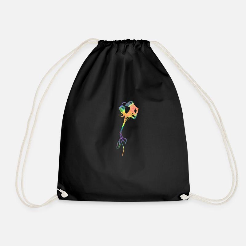 bunte blume pflanze symbol form - Turnbeutel - Schwarz