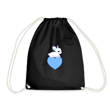 blue heart symbol love - Drawstring Bag - black - Front