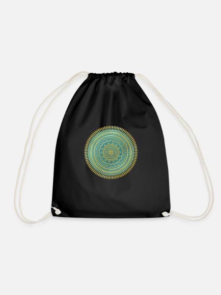 MANDALA GOLD AND GREEN 001 - Sac de sport léger - noir