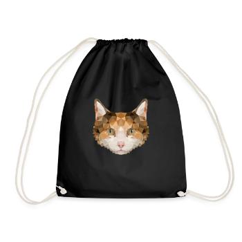 Süße Katze im Polygonstyle miaut eckig kantig - Turnbeutel - Schwarz - Vorne