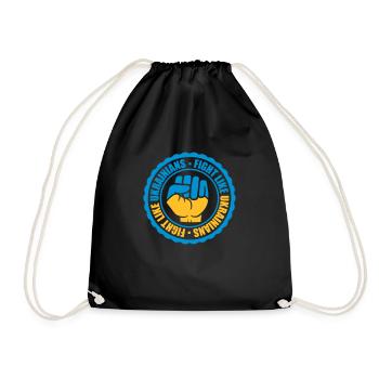 fight like ukrainians quote - Drawstring Bag - black - Front