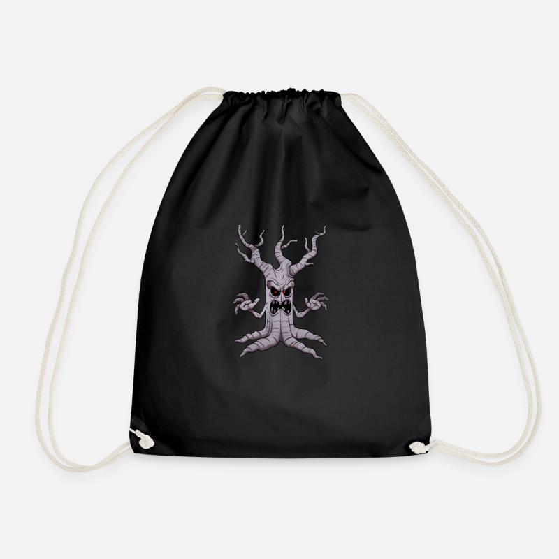 Creepy Halloween Tree - Drawstring Bag - black