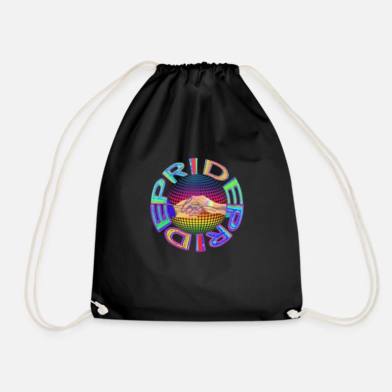 RAINBOW PRIDE - loving hands reaching out - Drawstring Bag - black