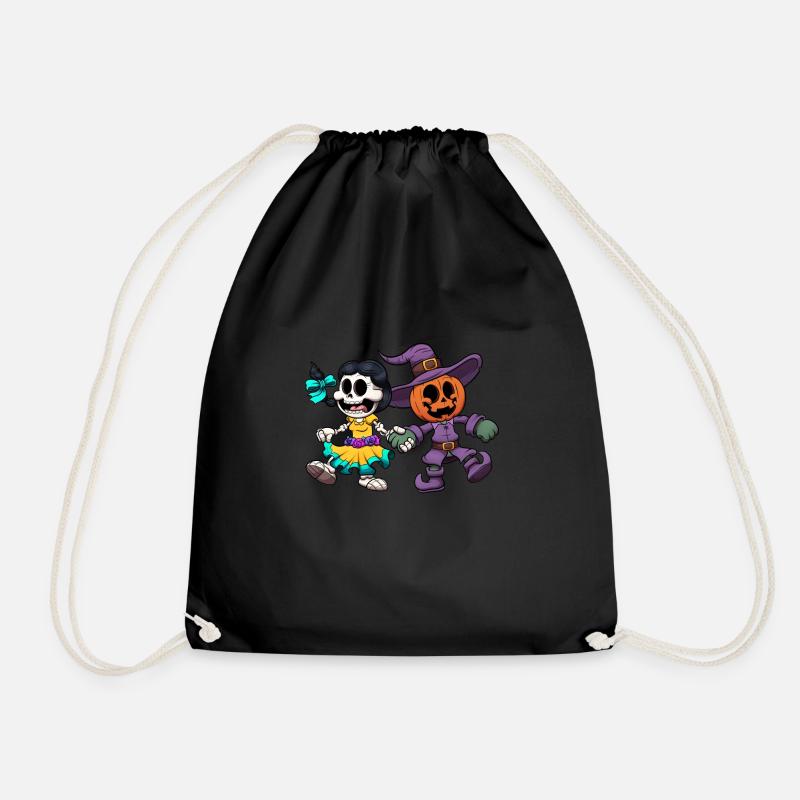 Halloween And Day Of The Dead - Drawstring Bag - black