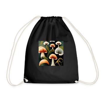 Impression botanique avec champignons et plantes. - Sac de sport léger - noir - Devant