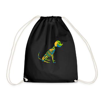 Chien squelette coloré Halloween - Sac de sport léger - noir - Devant