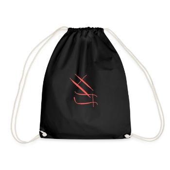 Red Abstraction : Interlocking Line - Drawstring Bag - black - Front