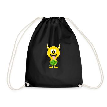 MONSTER - KLEEBLATT - GLÜCKSBRINGER - KIND - BABY - Turnbeutel - Schwarz - Vorne