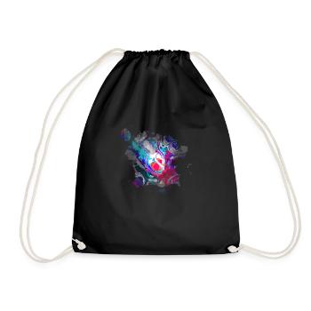 Blue Red White Funky Marble Splash - Drawstring Bag - black - Front