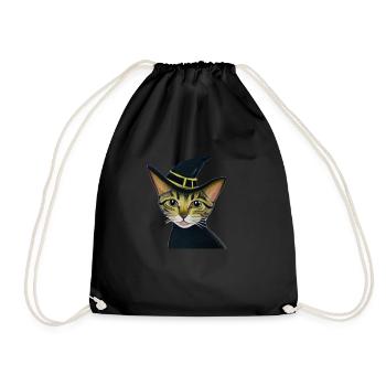 Halloween Hexe Katze süß Gespenst okkult Katzen - Turnbeutel - Schwarz - Vorne