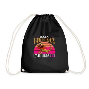 Collared Lizard Frilled-neck lizard Reptile Herpetologist - Drawstring Bag - black - Front